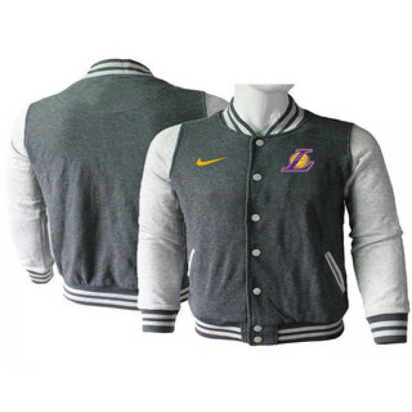 Men's Los Angeles Lakers Gray Stitched NBA Jacket