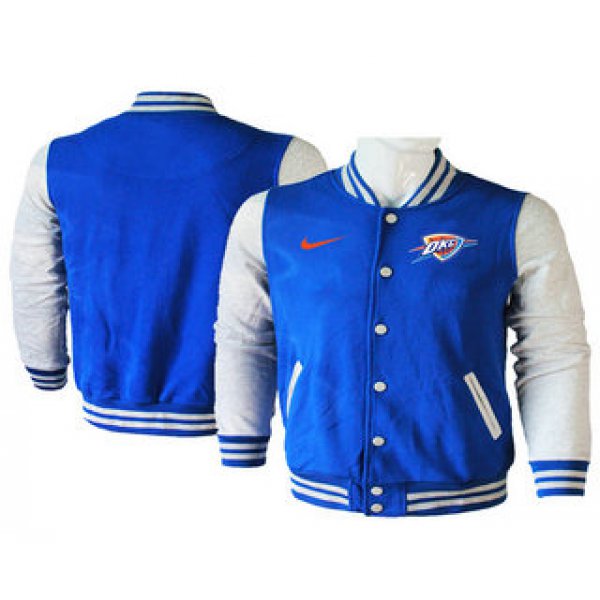 Men's Oklahoma City Thunder Blue Stitched NBA Jacket