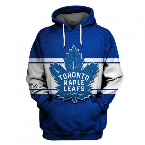 Men's Toronto Maple Leafs Blue Fashion All Stitched Hooded Sweatshirt