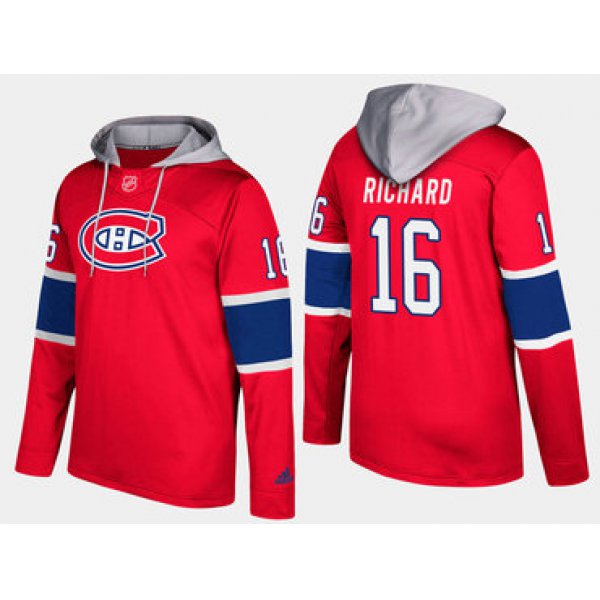 Adidas Montreal Canadiens 16 Henri Richard Retired Red Name And Number Hoodie