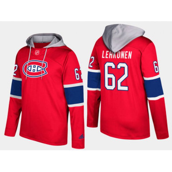 Adidas Montreal Canadiens 62 Artturi Lehkonen Name And Number Red Hoodie