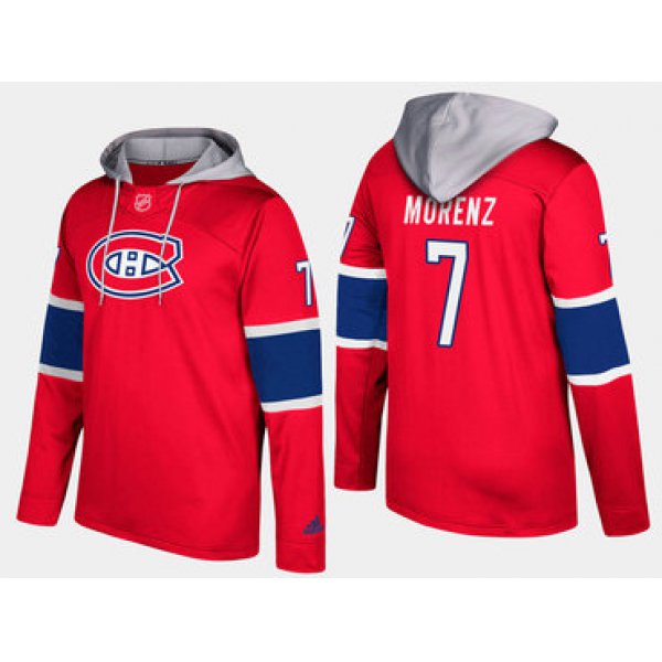 Adidas Montreal Canadiens 7 Howie Morenz Retired Red Name And Number Hoodie