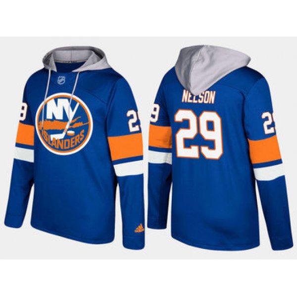Adidas New York Islanders 29 Brock Nelson Name And Number Blue Hoodie