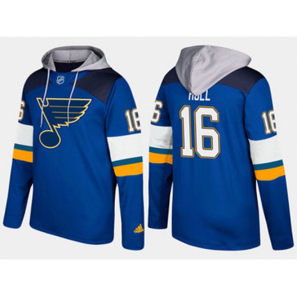 Adidas St. Louis Blues 16 Brett Hull Retired Blue Name And Number Hoodie