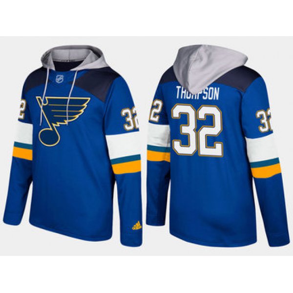 Adidas St. Louis Blues 32 Tage Thompson Name And Number Blue Hoodie