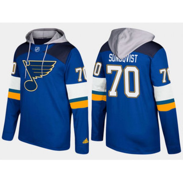 Adidas St. Louis Blues 70 Oskar Sundqvist Name And Number Blue Hoodie