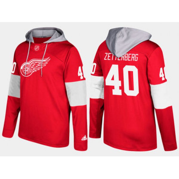 Adidas Detroit Red Wings 40 Henrik Zetterberg Name And Number Red Hoodie