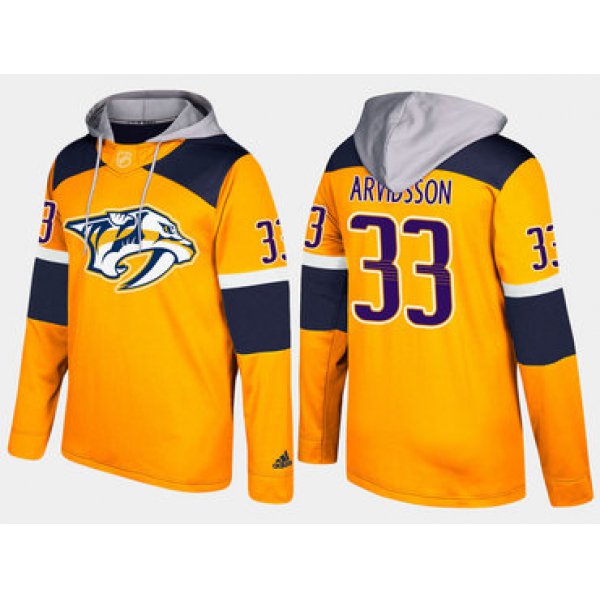 Adidas Nashville Predators 33 Viktor Arvidsson Name And Number Yellow Hoodie