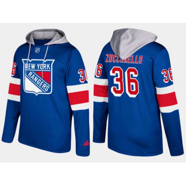 Adidas New York Rangers 36 Mats Zuccarello Name And Number Blue Hoodie