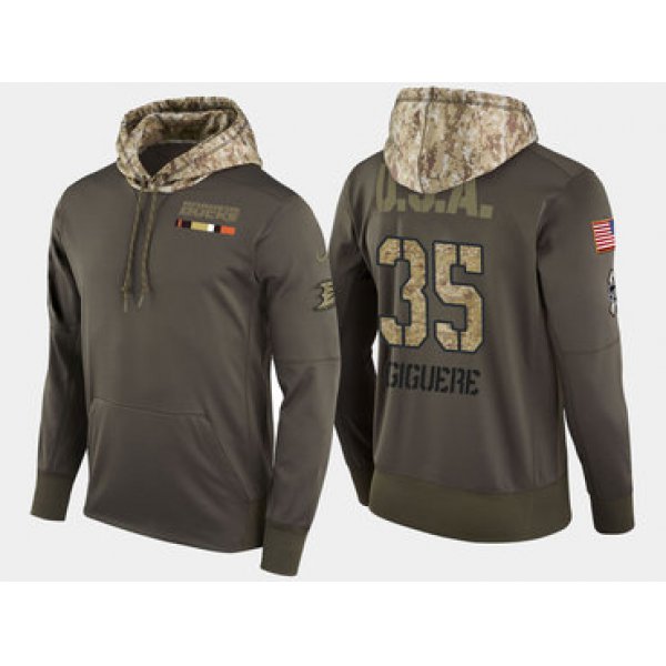 Nike Anaheim Ducks 35 Jean Sebastien Giguere Retired Olive Salute To Service Pullover Hoodie