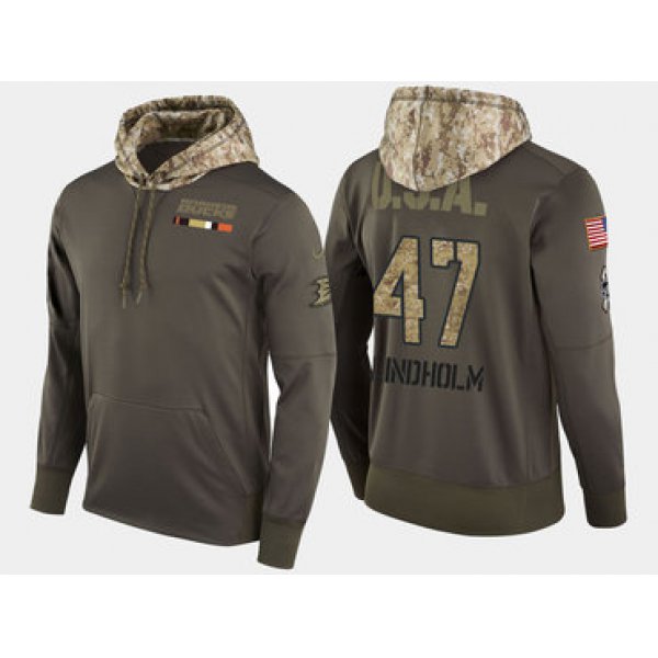 Nike Anaheim Ducks 47 Hampus Lindholm Olive Salute To Service Pullover Hoodie