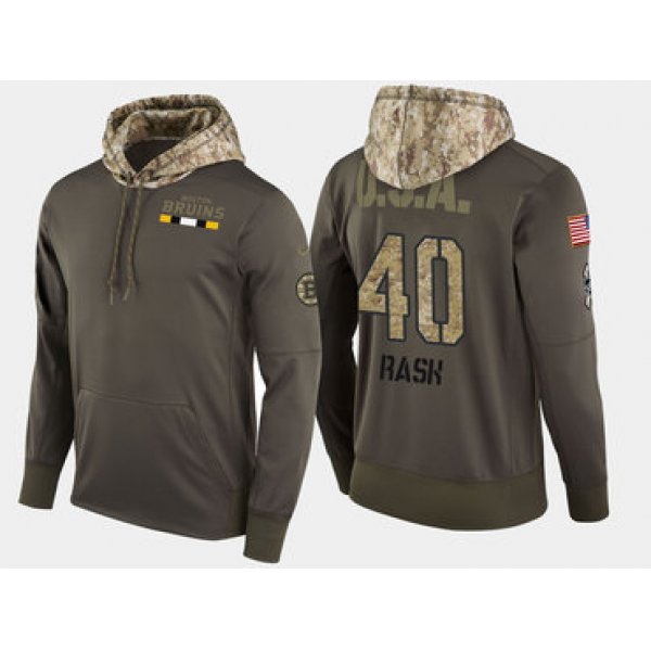 Nike Boston Bruins 40 Tuukka Rask Olive Salute To Service Pullover Hoodie