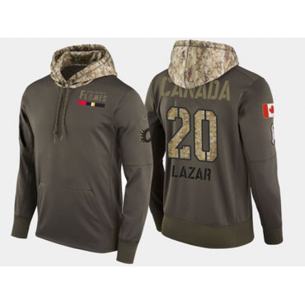 Nike Calgary Flames 20 Curtis Lazar Olive Salute To Service Pullover Hoodie