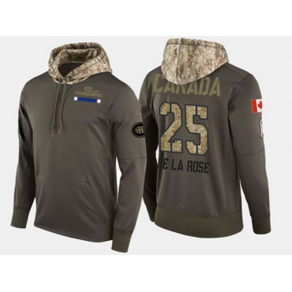 Nike Montreal Canadiens 25 Jacob De La Rose Olive Salute To Service Pullover Hoodie