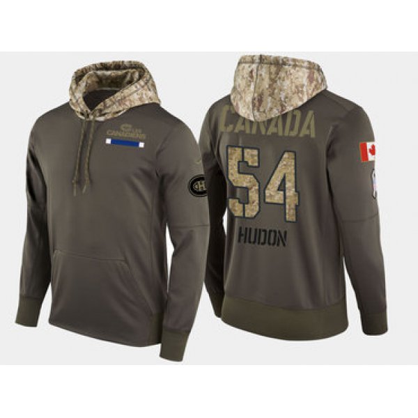 Nike Montreal Canadiens 54 Charles Hudon Olive Salute To Service Pullover Hoodie