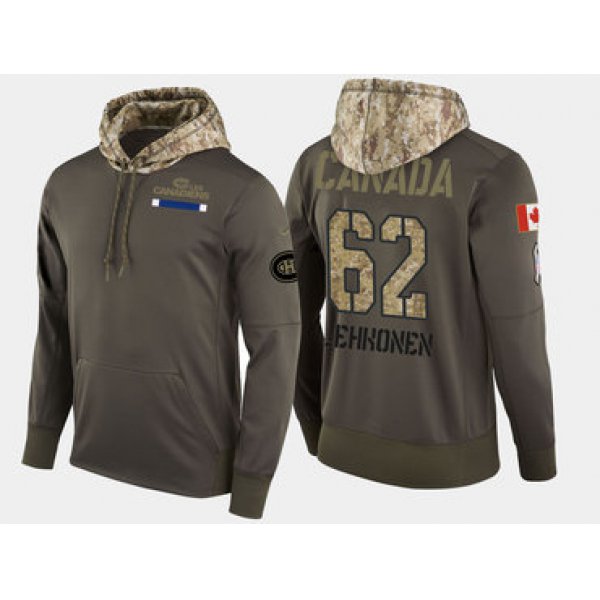 Nike Montreal Canadiens 62 Artturi Lehkonen Olive Salute To Service Pullover Hoodie