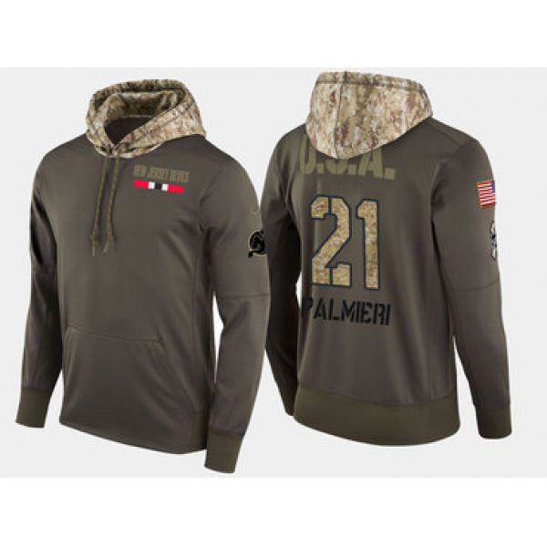 Nike New Jersey Devils 21 Kyle Palmieri Olive Salute To Service Pullover Hoodie