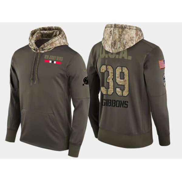 Nike New Jersey Devils 39 Brian Gibbons Olive Salute To Service Pullover Hoodie