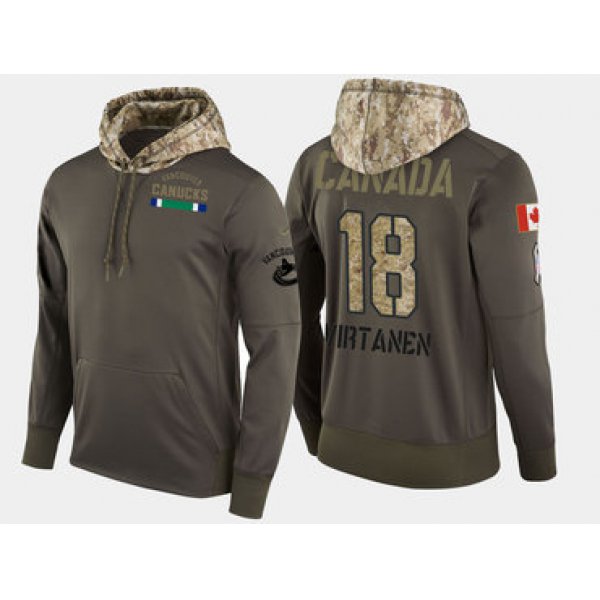 Nike Vancouver Canucks 18 Jake Virtanen Olive Salute To Service Pullover Hoodie