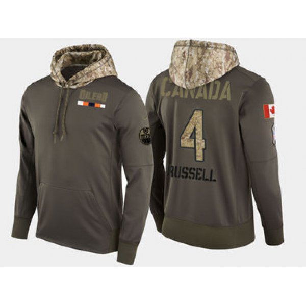 Nike Edmonton Oilers 4 Kris Russell Olive Salute To Service Pullover Hoodie