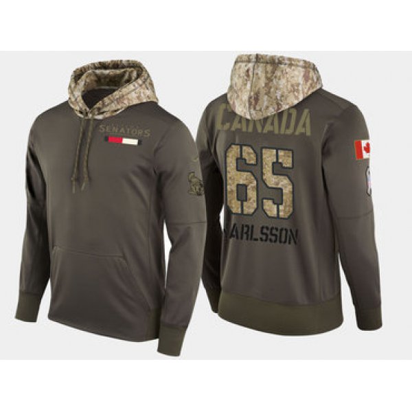 Nike Ottawa Senators 65 Erik Karlsson Olive Salute To Service Pullover Hoodie