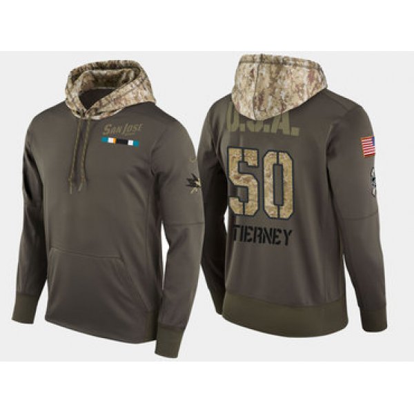 Nike San Jose Sharks 50 Chris Tierney Olive Salute To Service Pullover Hoodie