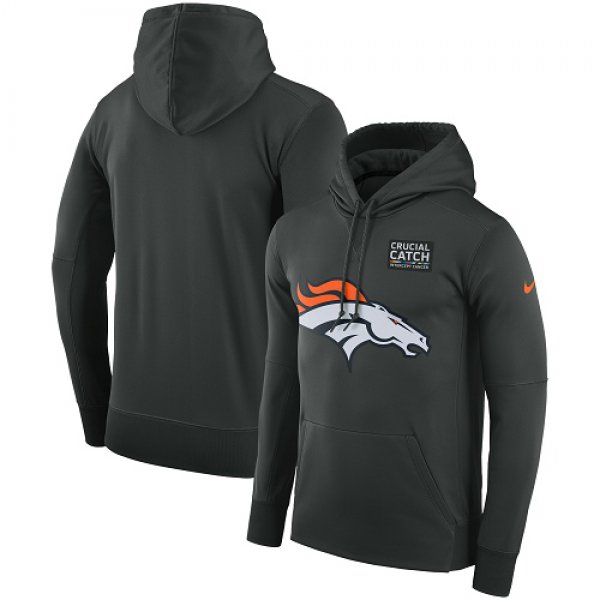 Men's Denver Broncos Nike Anthracite Crucial Catch Performance Pullover Hoodie