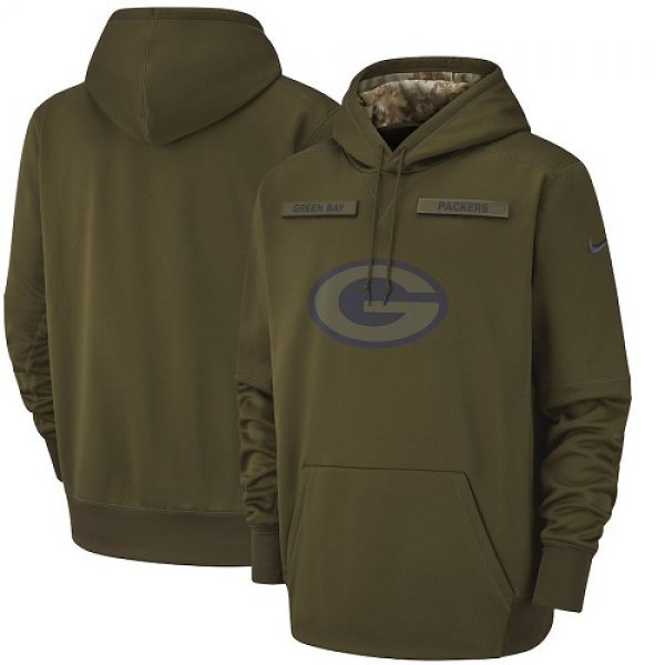 Men's Green Bay Packers Nike Olive Salute to Service Sideline Therma Performance Pullover Hoodie