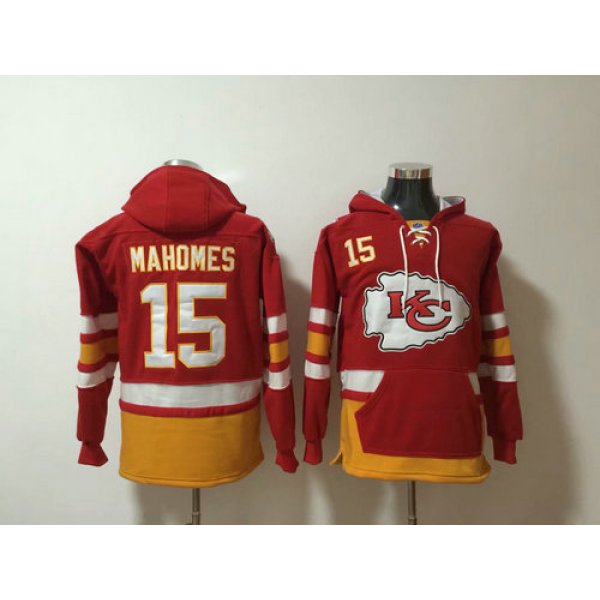 Nike Chiefs 15 Patrick Mahomes Red All Stitched Pullover NFL Hoodie