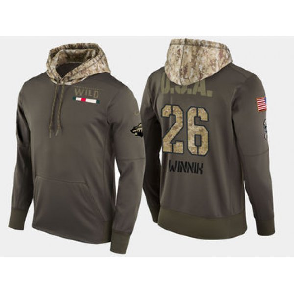 Nike Minnesota Wild 26 Daniel Winnik Olive Salute To Service Pullover Hoodie