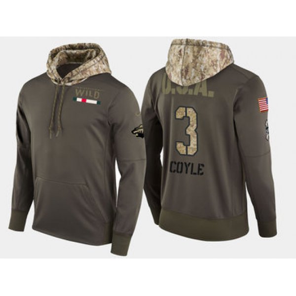 Nike Minnesota Wild 3 Charlie Coyle Olive Salute To Service Pullover Hoodie