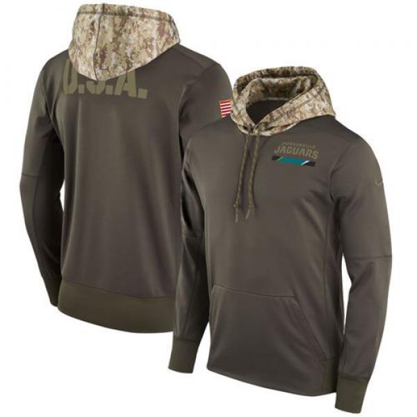 Men's Jacksonville Jaguars Nike Olive Salute to Service Sideline Therma Pullover Hoodie