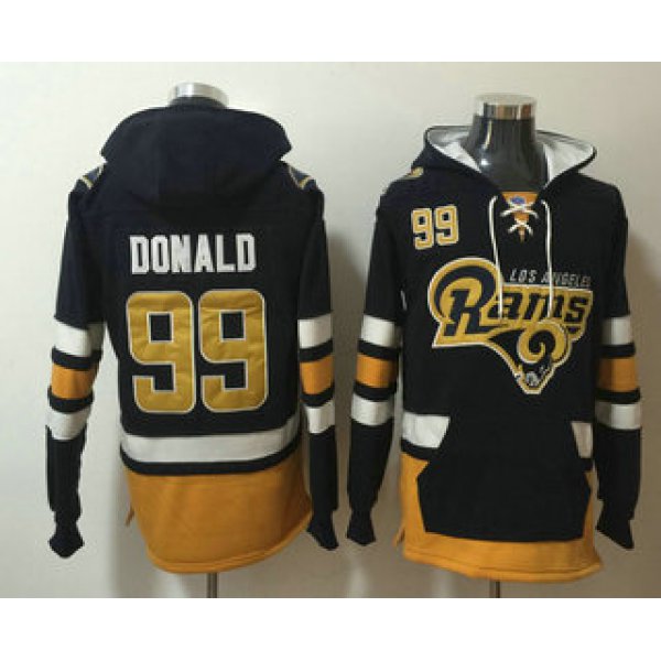 Men's Los Angeles Rams #99 Aaron Donald NEW Navy Blue Pocket Stitched NFL Pullover Hoodie