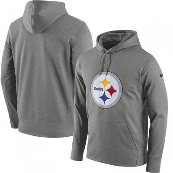 Men's Pittsburgh Steelers Nike Gray Circuit Logo Essential Performance Pullover Hoodie