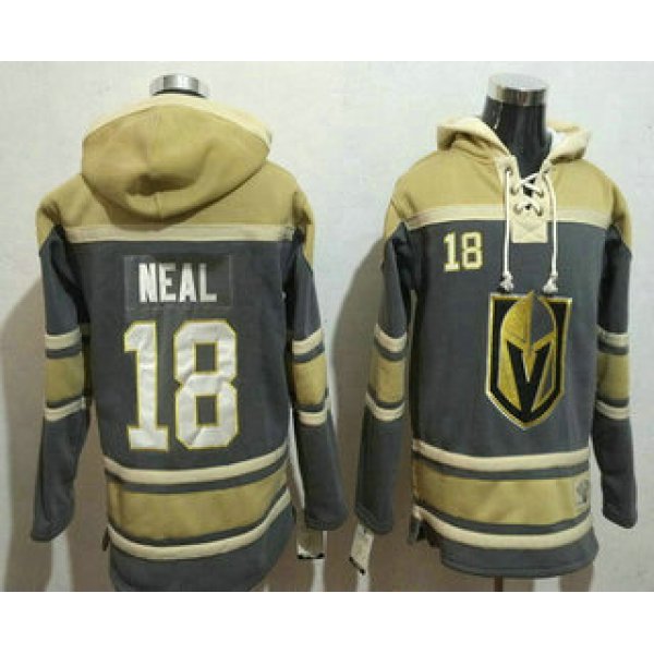 Men's Vegas Golden Knights #18 James Neal Gray Stitched NHL Old Time Hockey Pullover Hoodie