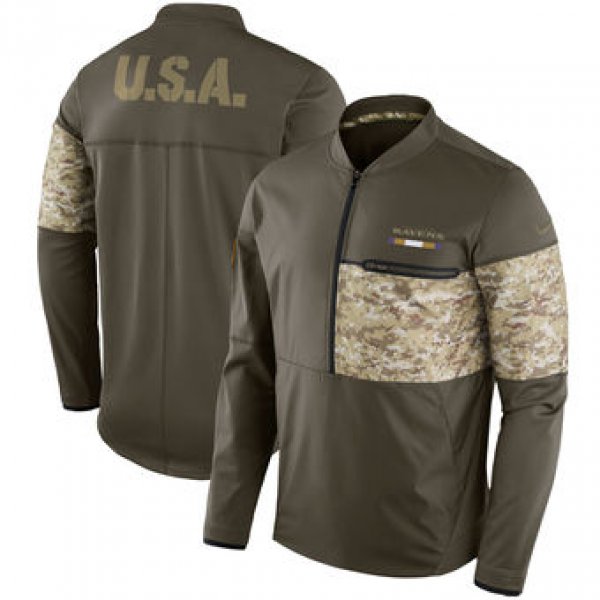 Nike Baltimore Ravens Olive Salute to Service Sideline Hybrid Half-Zip Pullover Jacket