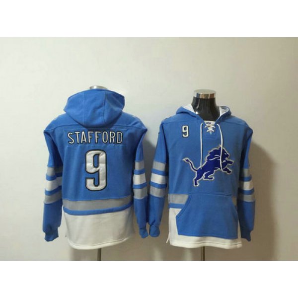 Nike Detroit Lions 9 Matthew Stafford Blue Stitched Pullover Hoodie