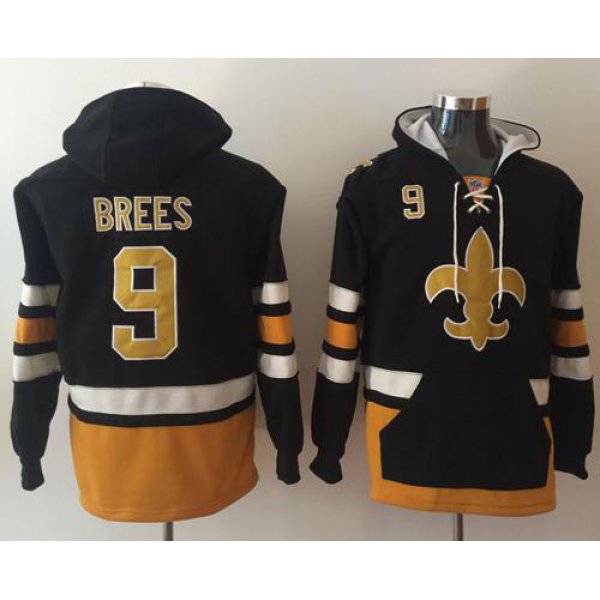 Nike New Orleans Saints #9 Drew Brees Black Gold Name & Number Pullover NFL Hoodie