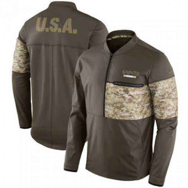 Nike New Orleans Saints Olive Salute to Service Sideline Hybrid Half-Zip Pullover Jacket