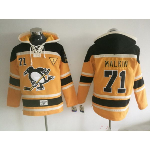 Men's Pittsburgh Penguins #71 Evgeni Malkin 2016 NEW Yellow Stitched NHL Old Time Hockey Hoodie