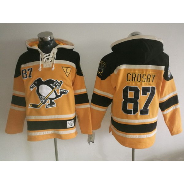 Men's Pittsburgh Penguins #87 Sidney Crosby 2016 NEW Yellow Stitched NHL Old Time Hockey Hoodie