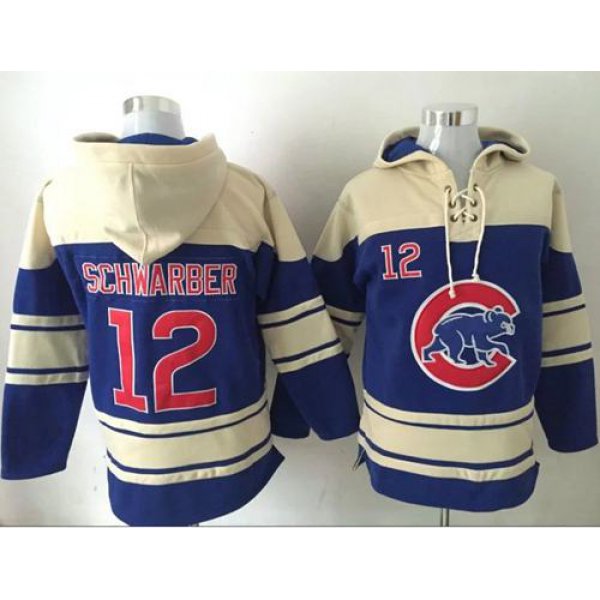 Cubs #12 Kyle Schwarber Blue Sawyer Hooded Sweatshirt MLB Hoodie