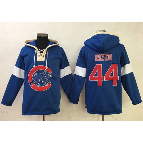 Cubs #44 Anthony Rizzo Blue Pullover MLB Hoodie