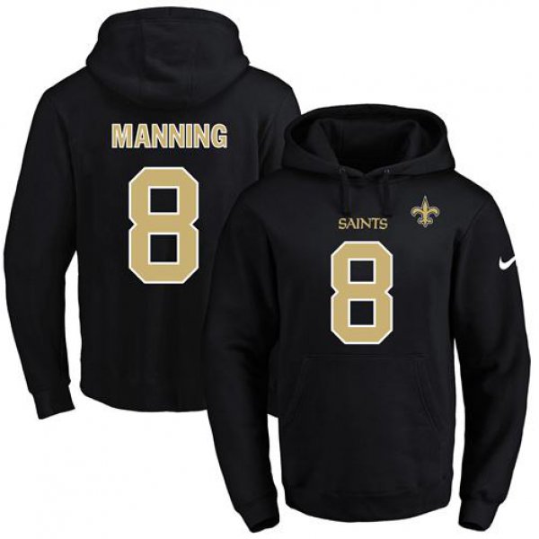 Nike Saints #8 Archie Manning Black Name & Number Pullover NFL Hoodie