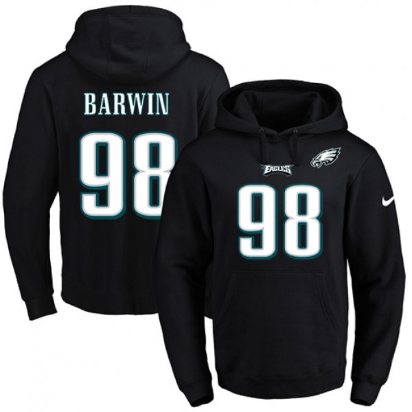 Nike Eagles #98 Connor Barwin Black Name & Number Pullover NFL Hoodie