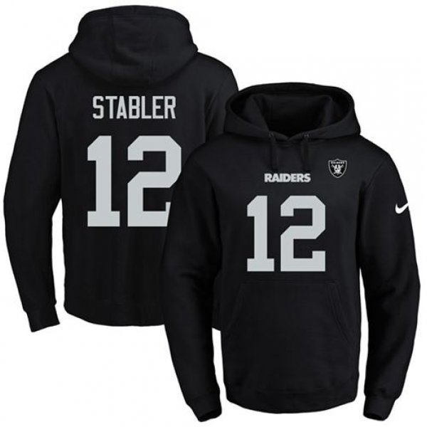 Nike Raiders #12 Kenny Stabler Black Name & Number Pullover NFL Hoodie