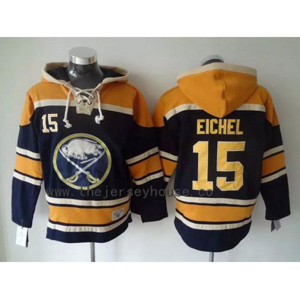 Men's Buffalo Sabres #15 Jack Eichel Old Time Hockey Navy Blue Hoodie