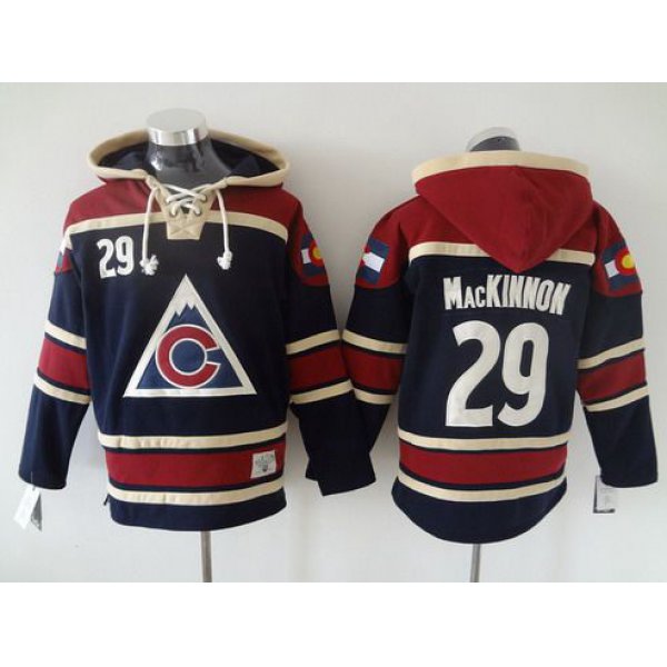 Men's Colorado Avalanche #29 Nathan MacKinnon Old Time Hockey 2015 Navy Blue Hoodie