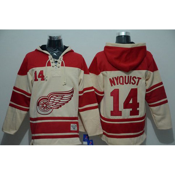 Men's Detroit Red Wings #14 Gustav Nyquist Old Time Hockey Cream Hoodie