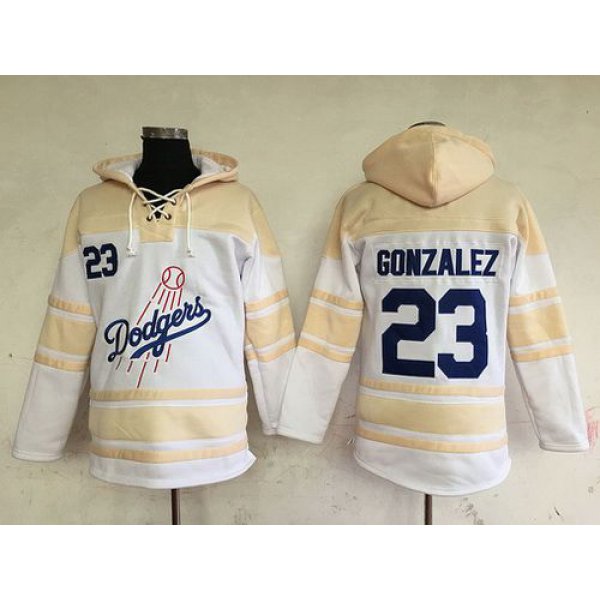 Men's Los Angeles Dodgers #23 Adrian Gonzalez White Baseball MLB Hoodie